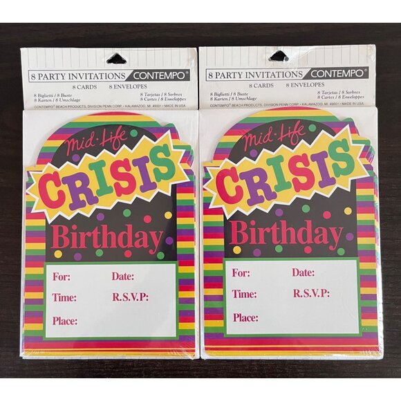 3 For $6 Contempo Party Invitations Lot Of 2 Mid-Life Crisis Birthday 16 Cards - Picture 1 of 2